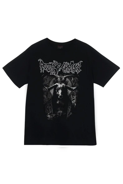 fame-stoned Rotting Christ Baskılı Unisex %100 Pamuk Siyah T-shirt ürün görseli 1