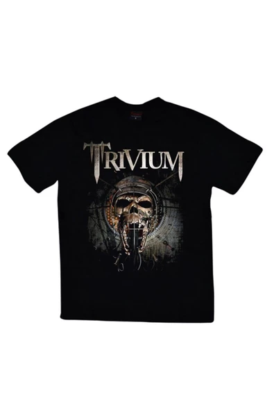 fame-stoned  Erkek Siyah Trivium Baskılı T-Shirt ürün görseli 1