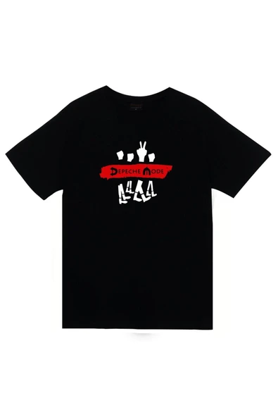 fame-stoned Depeche Mode Baskılı Unisex %100 Pamuk Siyah T-shirt ürün görseli 1