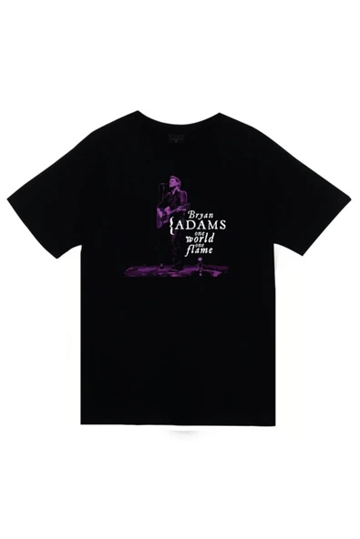 fame-stoned Bryan Adams Baskılı Unisex %100 Pamuk Siyah T-shirt ürün görseli 1