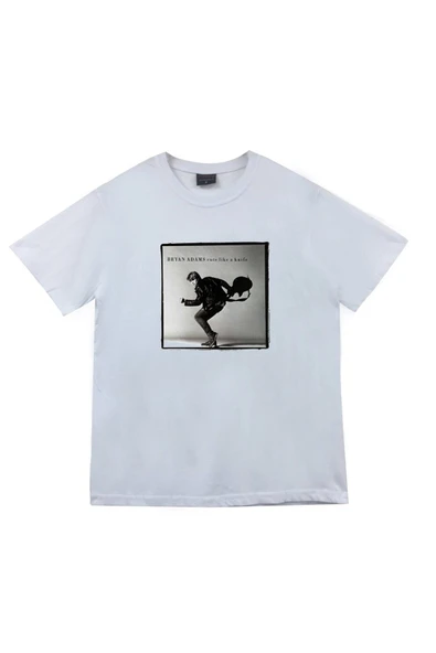 fame-stoned Bryan Adams Baskılı Unisex %100 Pamuk Beyaz T-shirt ürün görseli 1