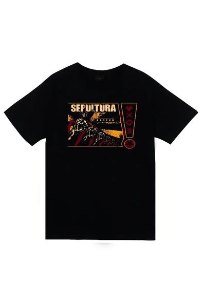 fame-stoned Unisex Siyah Sepultura Baskılı T-shirt ürün görseli 1