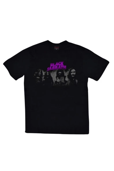 fame-stoned  Black Sabbath Baskılı Unisex %100 Pamuk Siyah T-shirt ürün görseli 1