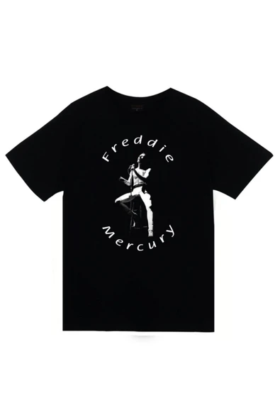fame-stoned Queen Baskılı Unisex %100 Pamuk Siyah T-shirt ürün görseli 1