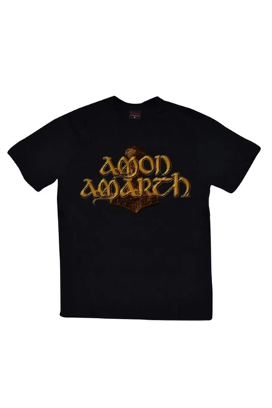 fame-stoned  Amon Amarth Baskılı Unisex %100 Pamuk Siyah T-shirt ürün görseli 1