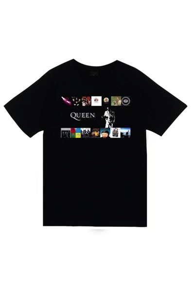 fame-stoned Queen Baskılı Unisex %100 Pamuk Siyah T-shirt ürün görseli 1