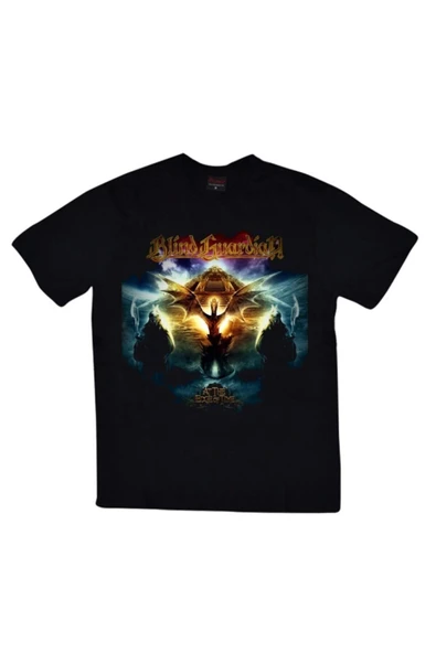 fame-stoned  Unisex Siyah Blind Guardian Baskılı T-Shirt ürün görseli 1