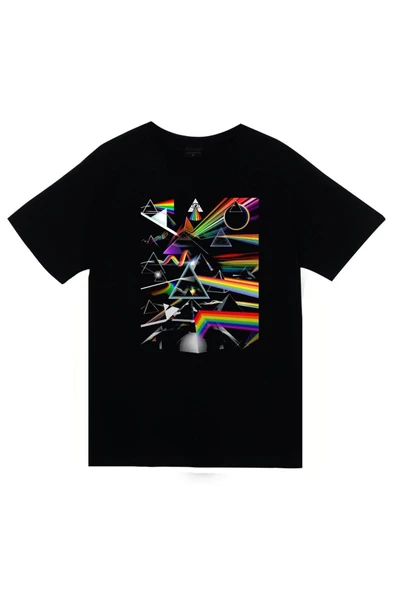 fame-stoned  Pink Floyd Baskılı Unisex %100 Pamuk Siyah T-shirt ürün görseli 1