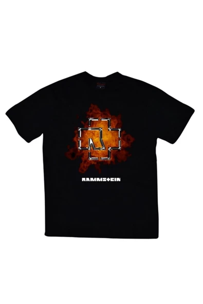 fame-stoned  Rammstein Baskılı Unisex %100 Pamuk Siyah T-shirt ürün görseli 1