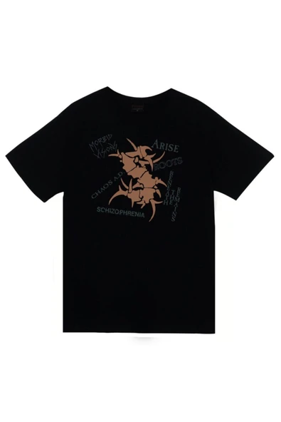 fame-stoned Unisex Siyah Sepultura Baskılı T-Shirt ürün görseli 1
