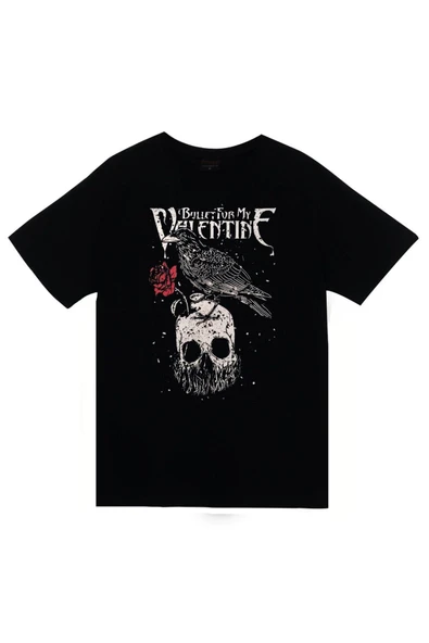 fame-stoned Bullet For My Valentine Baskılı Unisex %100 Pamuk Siyah T-shirt ürün görseli 1