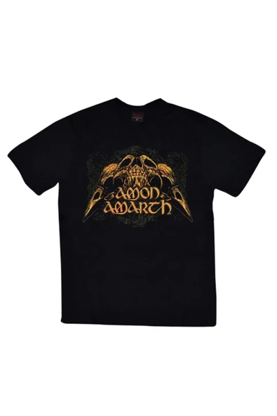 fame-stoned  Amon Amarth Baskılı Unisex %100 Pamuk Siyah T-shirt ürün görseli 1