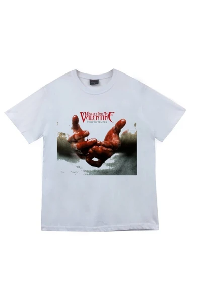 fame-stoned Bullet For My Valentine Baskılı Unisex %100 Pamuk Beyaz T-shirt ürün görseli 1