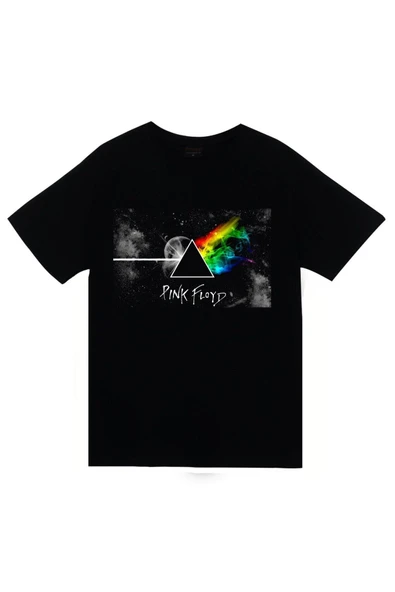 fame-stoned Pink Floyd Baskılı Unisex %100 Pamuk Siyah T-shirt ürün görseli 1