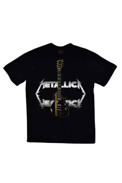 fame-stoned  Metallica Baskılı Unisex %100 Pamuk Siyah T-shirt ürün görseli 1