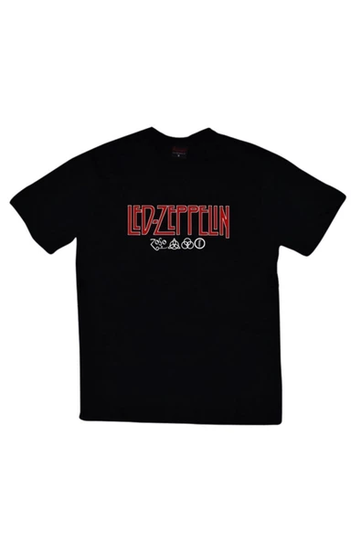 fame-stoned  Unisex Siyah Led Zeppelin Baskılı T-shirt ürün görseli 1