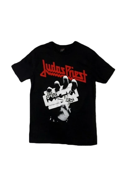 fame-stoned  Judas Priest Baskılı Unisex %100 Pamuk Siyah T-shirt ürün görseli 1