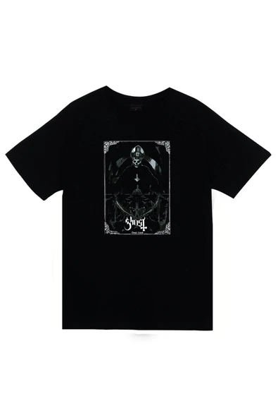 fame-stoned Ghost Baskılı Unisex %100 Pamuk Siyah T-shirt ürün görseli 1