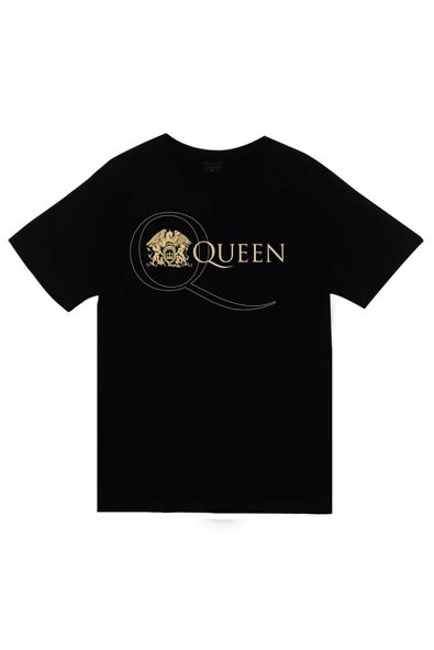 fame-stoned Queen Baskılı Unisex %100 Pamuk Siyah T-shirt ürün görseli 1