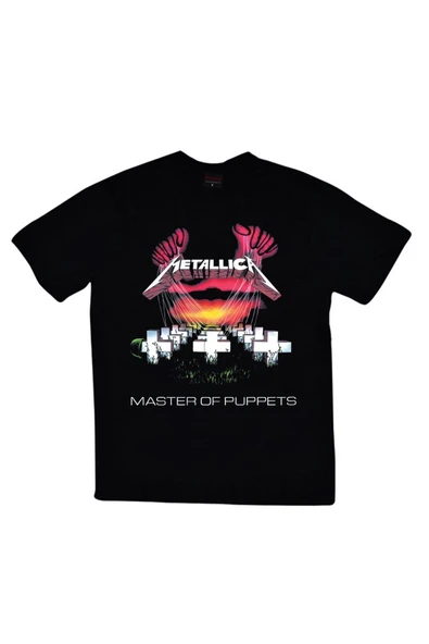 fame-stoned  Metallica Baskılı Unisex %100 Pamuk Siyah T-shirt ürün görseli 1