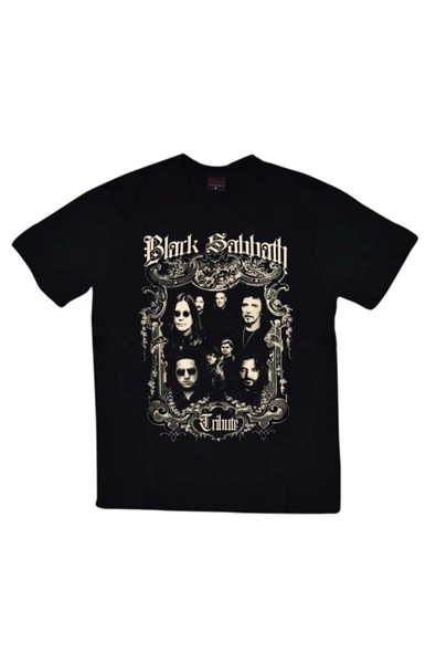 fame-stoned  Black Sabbath Baskılı Unisex %100 Pamuk Siyah T-shirt ürün görseli 1