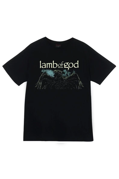 fame-stoned Lamb Of God Baskılı Unisex %100 Pamuk Siyah T-shirt ürün görseli 1