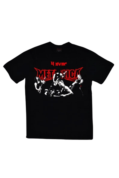 fame-stoned  Metallica Baskılı Unisex %100 Pamuk Siyah T-shirt ürün görseli 1