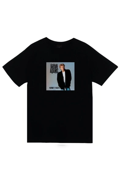 fame-stoned Bryan Adams Baskılı Unisex %100 Pamuk Siyah T-shirt ürün görseli 1
