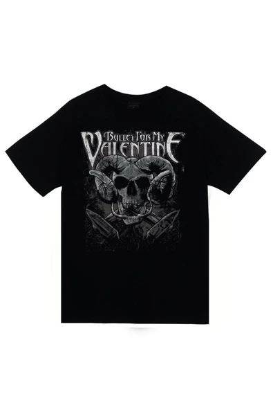 fame-stoned Bullet For My Valentine Baskılı Unisex %100 Pamuk Siyah T-shirt ürün görseli 1