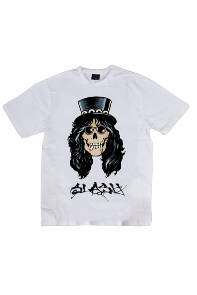 fame-stoned  Guns N Roses Baskılı Unisex %100 Pamuk Beyaz T-shirt ürün görseli 1