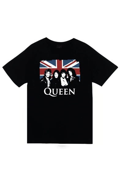 fame-stoned Queen Baskılı Unisex %100 Pamuk Siyah T-shirt ürün görseli 1