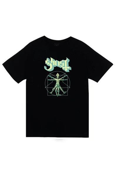 fame-stoned Ghost Baskılı Unisex %100 Pamuk Siyah T-shirt ürün görseli 1