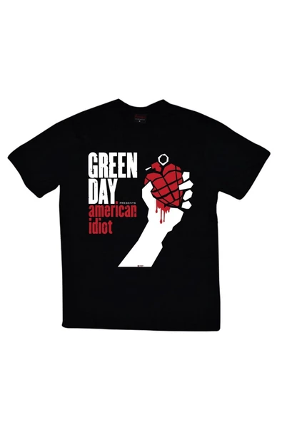 fame-stoned  Green Day Baskılı Unisex %100 Pamuk Siyah T-shirt ürün görseli 1