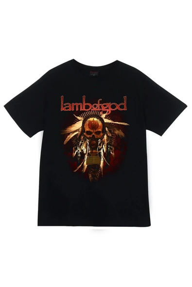 fame-stoned Lamb Of God Baskılı Unisex %100 Pamuk Siyah T-shirt ürün görseli 1