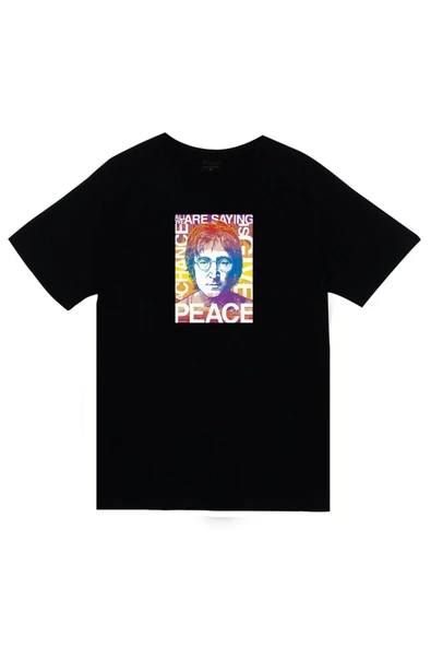 fame-stoned The Beatles Baskılı Unisex %100 Pamuk Siyah T-shirt ürün görseli 1