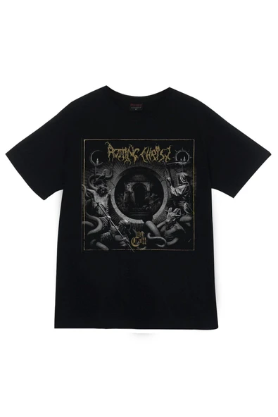 fame-stoned Rotting Christ Baskılı Unisex %100 Pamuk Siyah T-shirt ürün görseli 1