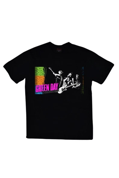 fame-stoned  Green Day Baskılı Unisex %100 Pamuk Siyah T-shirt ürün görseli 1
