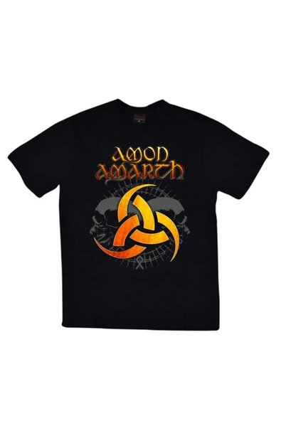fame-stoned  Amon Amarth Baskılı Unisex %100 Pamuk Siyah T-shirt ürün görseli 1