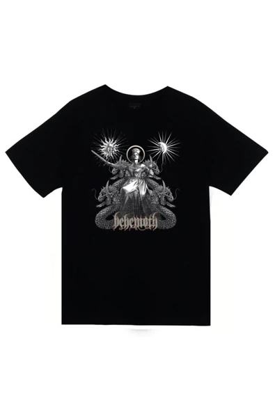 fame-stoned Behemoth Baskılı Unisex %100 Pamuk Siyah T-shirt ürün görseli 1