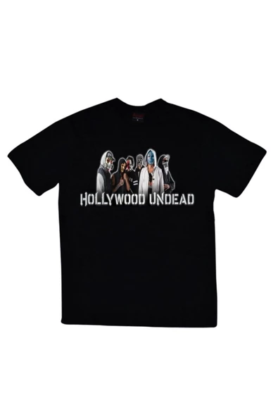 fame-stoned  Unisex Siyah Hollywood Undead Baskılı T-shirt ürün görseli 1
