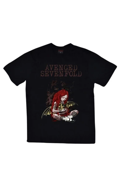 fame-stoned  Avenged Sevenfold Baskılı Unisex %100 Pamuk Siyah T-shirt ürün görseli 1