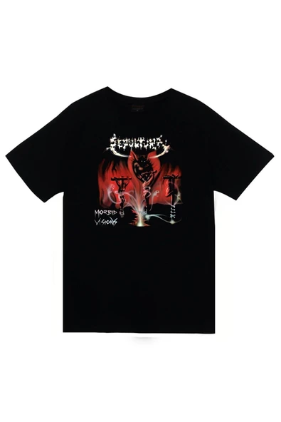 fame-stoned Sepultura Baskılı Unisex %100 Pamuk Siyah T-shirt ürün görseli 1