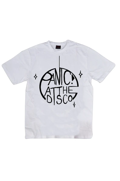 fame-stoned  Panic At The Disco Baskılı Unisex %100 Pamuk Beyaz T-shirt ürün görseli 1