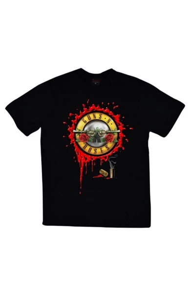 fame-stoned  Guns N Roses Baskılı Unisex %100 Pamuk Siyah T-shirt ürün görseli 1