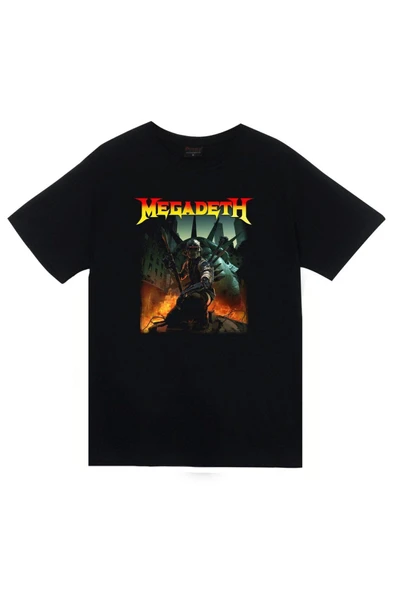 fame-stoned Megadeth Baskılı Unisex %100 Pamuk Siyah T-shirt ürün görseli 1