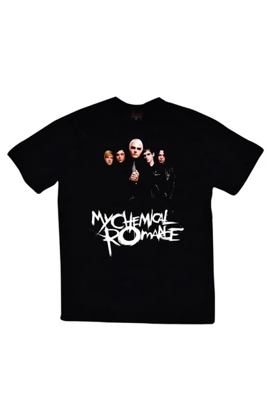 fame-stoned My Chemical Romance Baskılı Unisex %100 Pamuk Siyah T-shirt ürün görseli 1