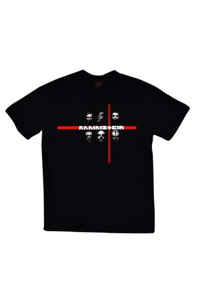 fame-stoned  Rammstein Baskılı Unisex %100 Pamuk Siyah T-shirt ürün görseli 1
