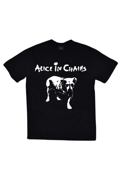 fame-stoned  Alice In Chains Baskılı Unisex %100 Pamuk Siyah T-shirt ürün görseli 1