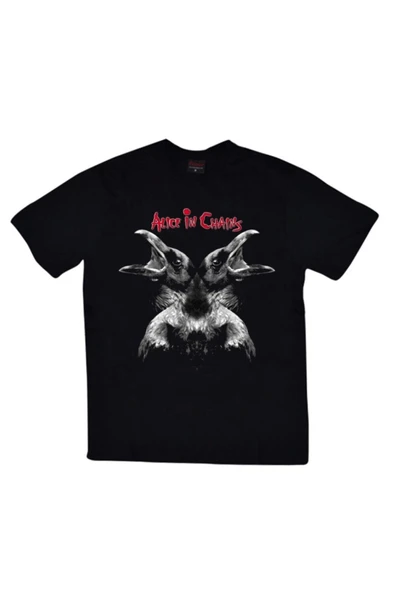 fame-stoned  Alice In Chains Baskılı Unisex %100 Pamuk Siyah T-shirt ürün görseli 1