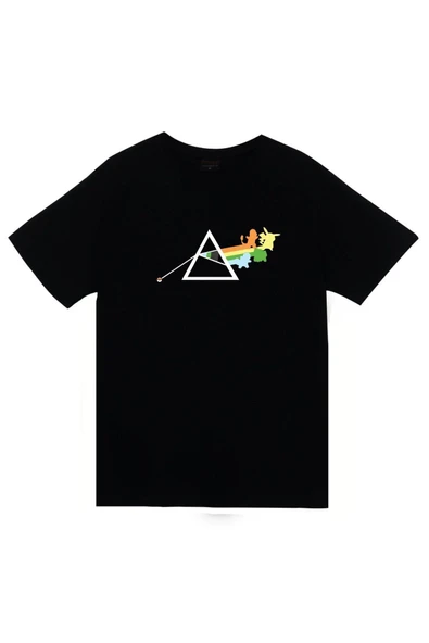fame-stoned  Pink Floyd Baskılı Unisex %100 Pamuk Siyah T-shirt ürün görseli 1